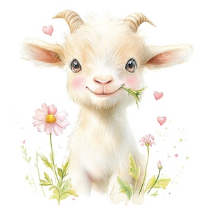 20 cliparts bébé chèvre, clipart mignon chèvre, clipart animaux de la ferme, chevreau, aquarelle imprimable, fichiers JPG de haute qualité, créations en papier, journal indésirable
