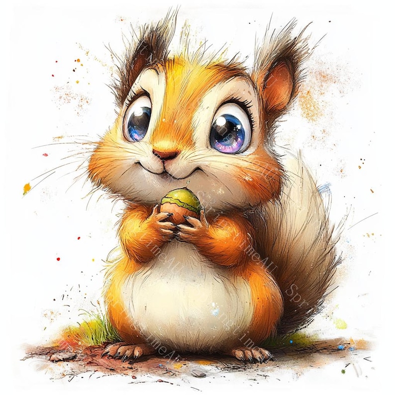 16 Quirky Funny Squirrel Clipart, Surprised Squirrel, Printable Watercolor, High-Quality JPGs, Paper Craft, Junk Journal, Digital Craft