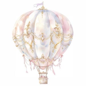 18 Heißluftballon Clipart, Pastell niedlich Heißluftballon, Kinderzimmer Wandkunst, druckbare Aquarell, hochwertige JPGs, PaperCraft, Junk Journal