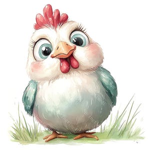 16 Cute Chicken Clipart, Cute Farm Rooster, Baby Chicken, Country Animal, Printable Watercolor, High-Quality JPGs, Paper Craft, Junk Journal
