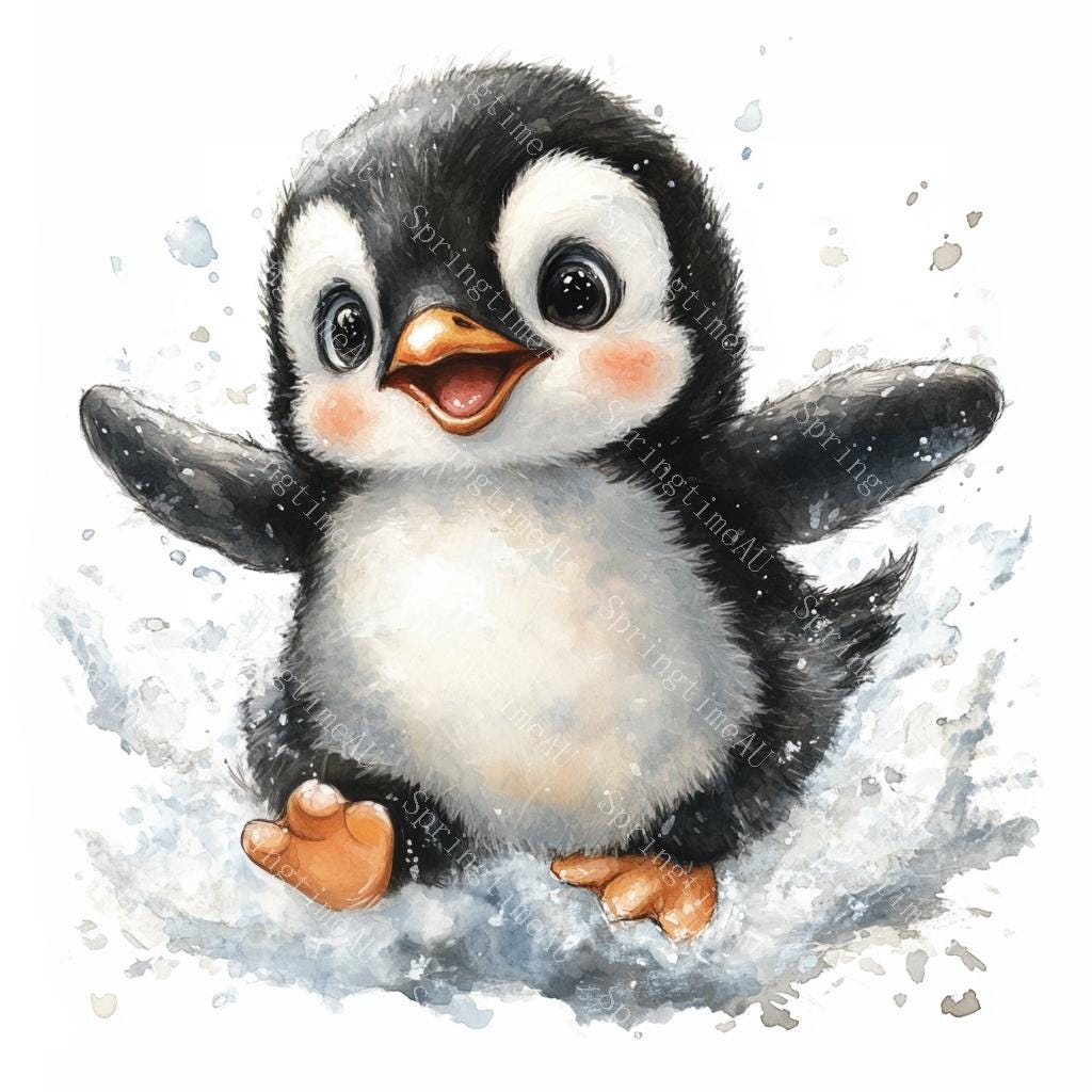 かわいいペンギンのクリップアート18点、愛らしい赤ちゃんペンギン