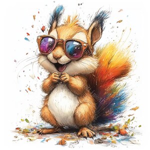 16 Quirky Funny Squirrel Clipart, Surprised Squirrel, Printable Watercolor, High-Quality JPGs, Paper Craft, Junk Journal, Digital Craft
