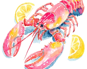 20 Preppy Hummer Clipart, Skaldjur, Livfulla Skaldjursbilder, Marint Liv, Utskrivbar Akvarell, Högkvalitativa JPG-bilder, Papperspyssel, Skräpjournal
