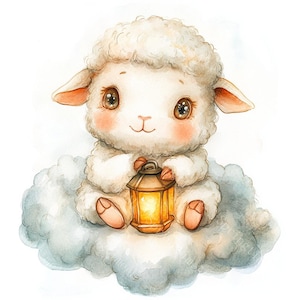 12 Funny Sheep Clipart, Cute Sheep, Sheep Nursery, Silly Farm Animal, Printable Watercolor,High-Quality JPGs,Paper Craft,Junk Journal