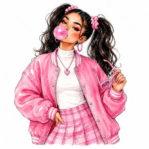 18 Sassy Baddie Girls Clipart, Edgy Attitude Girl, Streetwear Fashion Girl JPG, Watercolor Diva Sublimation, Digital Download