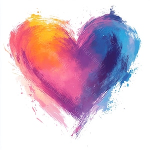 20 cliparts coeur abstrait, coeur Saint-Valentin, coeurs roses et bleus, aquarelle imprimable, fichiers JPG de haute qualité, créations en papier, journal indésirable