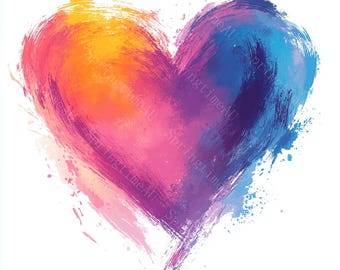 20 Abstract Heart Clipart, Valentine's Day Heart, Pink and Blue Hearts, Printable Watercolor, High-Quality JPGs, Paper Craft, Junk Journal