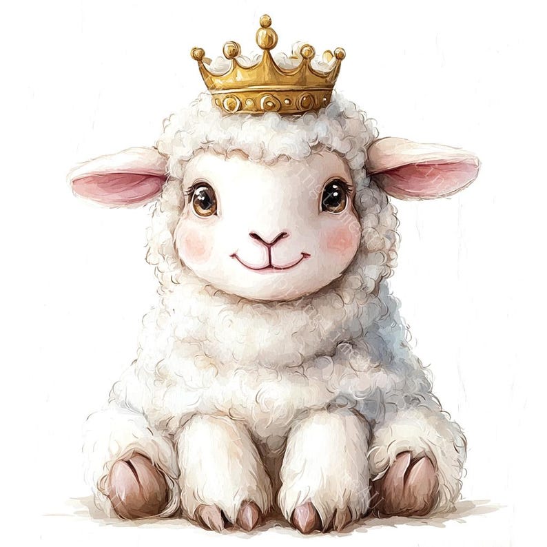 12 Funny Sheep Clipart, Cute Sheep, Sheep Nursery, Silly Farm Animal, Printable Watercolor,High-Quality JPGs,Paper Craft,Junk Journal