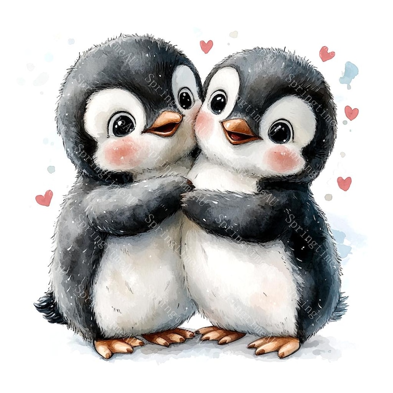 18 Cute Penguin Clipart, Adorable Baby Penguin, Arctic Animal,Nursery Decor,Printable Watercolor,High-Quality JPGs, Papercraft, Junk Journal