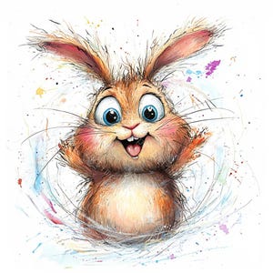16 Funny Quirky Rabbit Clipart, Cute Bunny, Quirky Frazzled Rabbits ...