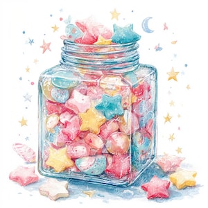 20 cliparts de pot de bonbons, pot de bonbons, clipart de bonbons, aquarelle imprimable, fichiers JPG de haute qualité, créations en papier, journal indésirable, téléchargement numérique