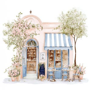 20 graziose clipart di caffè parigini, caffè parigini, arte di viaggio a Parigi, viaggi in Francia, acquerelli stampabili, JPG di alta qualità, papercraft, diario di viaggio