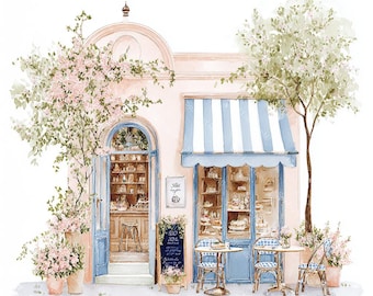 20 Cute Paris Cafe Clipart, Parisian Cafes, Paris Travel Art, France Travel,Printable Watercolor,High-Quality JPGs, Papercraft, Junk Journal