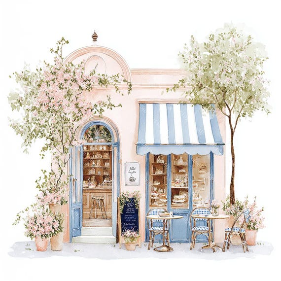 20 Cute Paris Cafe Clipart, Parisian Cafes, Paris Travel Art, France Travel,Printable Watercolor,High-Quality JPGs, Papercraft, Junk Journal