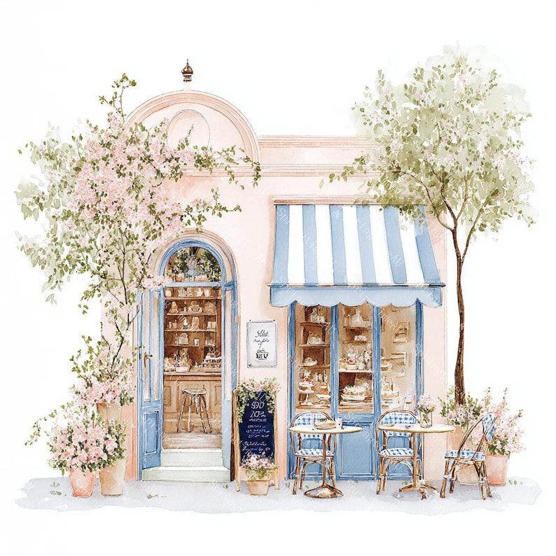 20 Cute Paris Cafe Clipart, Parisian Cafes, Paris Travel Art, France Travel,Printable Watercolor,High-Quality JPGs, Papercraft, Junk Journal