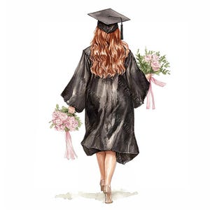 20 Girl Graduation Clipart, Student Grad Designs, Printable Watercolor,High-Quality JPGs, Paper Craft, Junk Journal, Digital Download