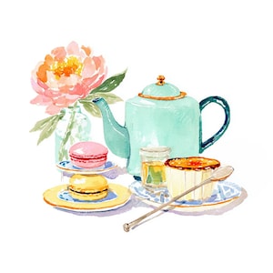 15 Cozy Afternoon Tea Clipart, Tea Party, Teapot Tea Time, Printable Watercolor, High-Quality JPGs, Paper Craft, Junk Journal