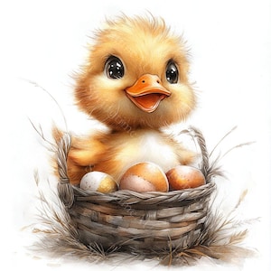 14 Oster Enten Clipart, Aquarelle süße gelbe Ente, Frühling Clipart, druckbare Aquarell, hochwertige JPGs, Papiermodelle, Junk Journal