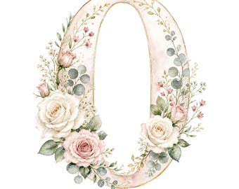 10 Soft Watercolor Floral Numbers Clipart, Wedding Anniversary Number Set 0-9, Blush Rose Table Numbers JPG/PNG, Paper Craft, Junk Journal