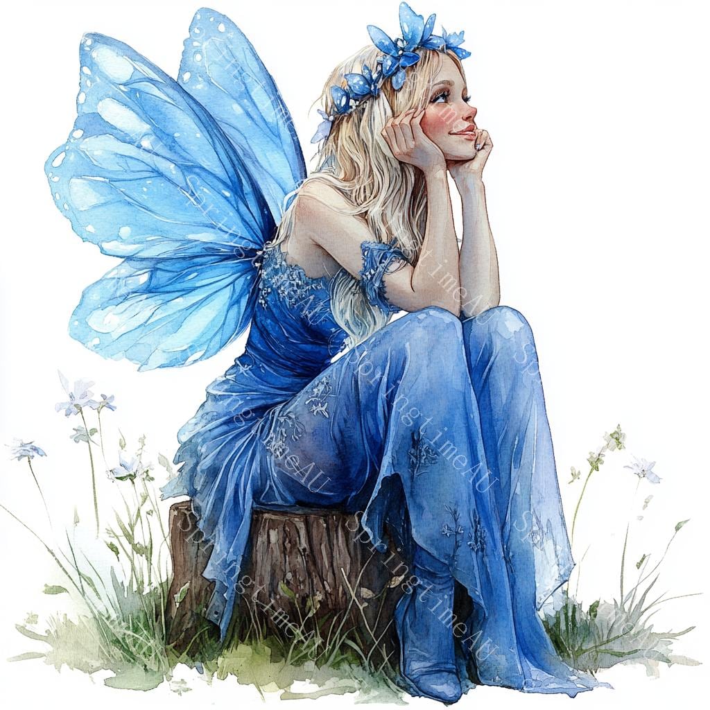 14 Blue Fairy Clipart, Winter Frozen Fairy, Magical Fantasy