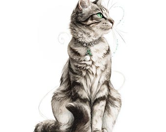 20 Fantasy Cat Clipart, Magical Cats, Enchanted Feline, Mystical Animal, Printable Watercolor, High-Quality JPGs, Paper Craft, Junk Journal