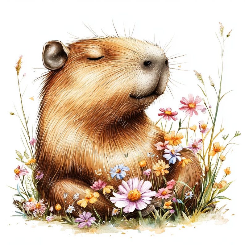 20 Cute Capybara Clipart, Baby Capybara, Capybara Cartoon, Printable Watercolor,High-Quality JPGs, Papercraft, Junk Journal,Digital Download