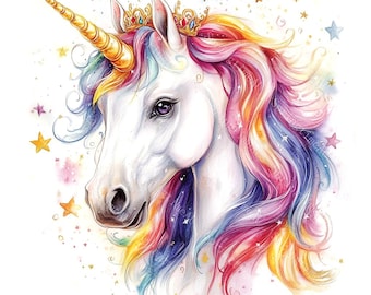 20 Magical Unicorn Clipart, Rainbow Unicorn Clipart, Fantasy Unicorn, Printable Watercolor, High-Quality PNG/JPGs, Paper Craft, Junk Journal