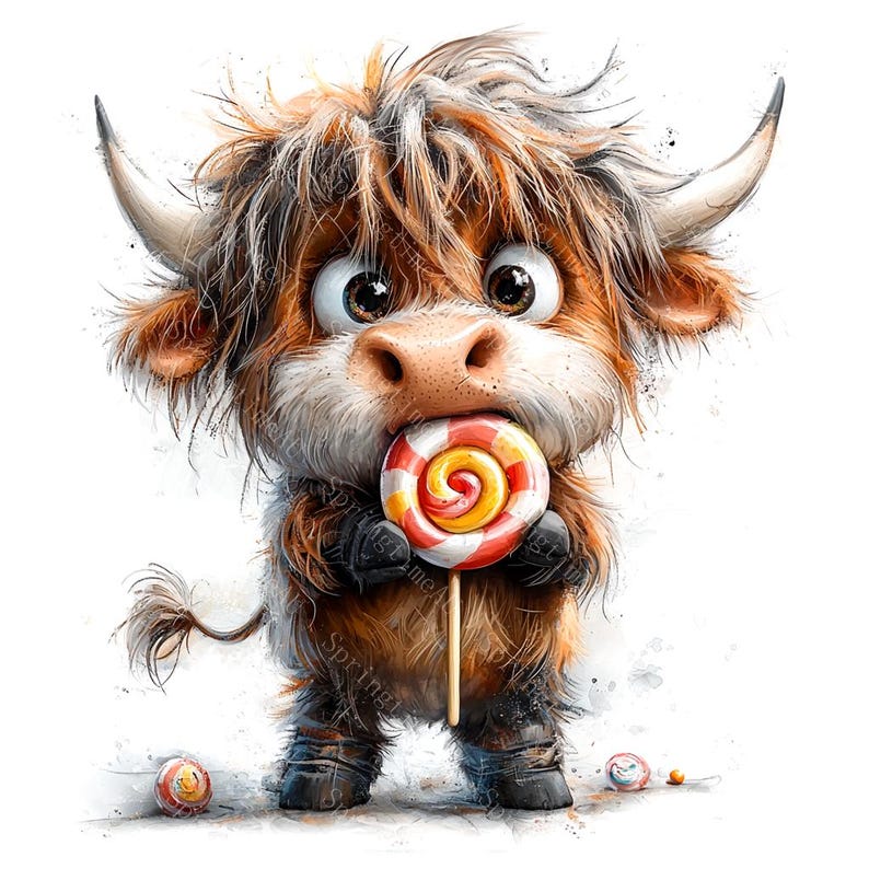 14 Quirky Highland Cow Clipart, Funny Highland Cow, Farm Animal Clipart, Printable Watercolor, High-Quality JPGs, Paper Craft, Junk Journal