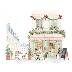 20 Christmas in Paris Clipart, Cute Paris Clipart, Paris Travel Art, Printable Watercolor,High-Quality JPGs, Papercraft, Junk Journal