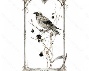 18 Gothic Tarot Card Clipart, Dark Academia Watercolor JPG, Witchy Halloween Sublimation, Occult Junk Journal, Digital Download