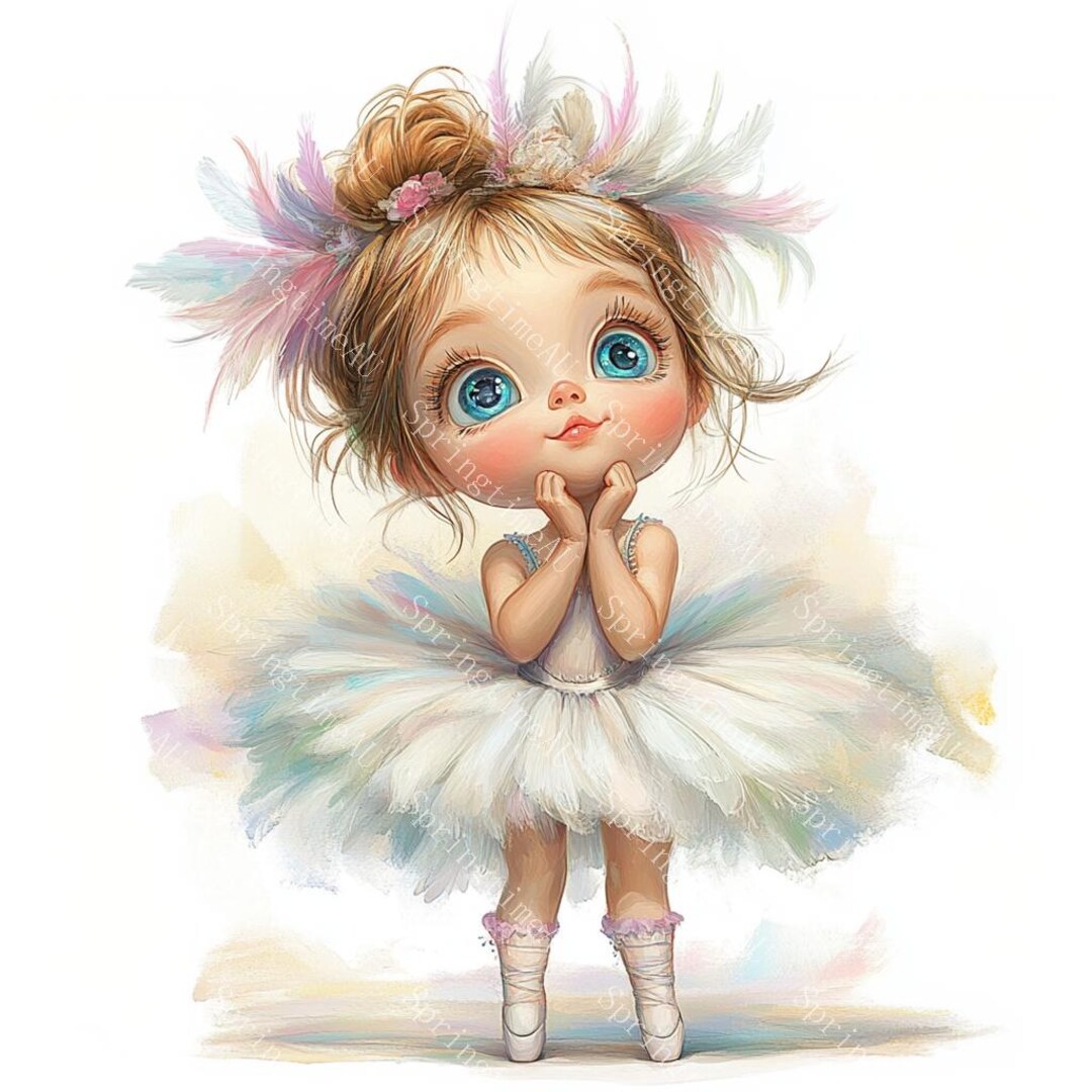 20 Quirky Ballerina Clipart, Ballet Girl Clipart, Printable Watercolor ...