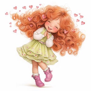 18 cliparts excentriques Love Girl, fille fantaisiste, jolie fille, aquarelle imprimable, fichiers JPG de haute qualité, créations en papier, journal indésirable