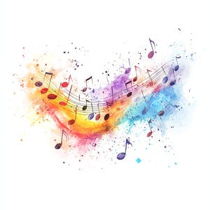 16 音符のクリップアート、音楽の壁アートと音符、印刷可能な水彩画、高品質の JPG、ペーパークラフト、ジャンクジャーナル