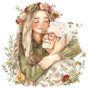 12 Muttertag Clipart, Mutter und Tochter, beste Mutter, Mutter und Kind, druckbare Aquarell, hochwertige JPGs, Papiermodelle, Junk Journal