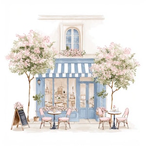 20 Cute Paris Cafe Clipart, Parisian Cafes, Paris Travel Art, France Travel,Printable Watercolor,High-Quality JPGs, Papercraft, Junk Journal