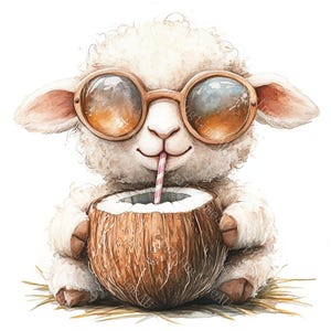 12 Funny Sheep Clipart, Cute Sheep, Sheep Nursery, Silly Farm Animal, Printable Watercolor,High-Quality JPGs,Paper Craft,Junk Journal