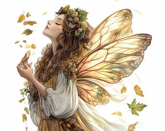 20 Brown Fairy Clipart, Autumn Fairy, Fall Fairy, Magical Fantasy, Printable Watercolor, High-Quality JPGs, Paper Craft, Junk Journal