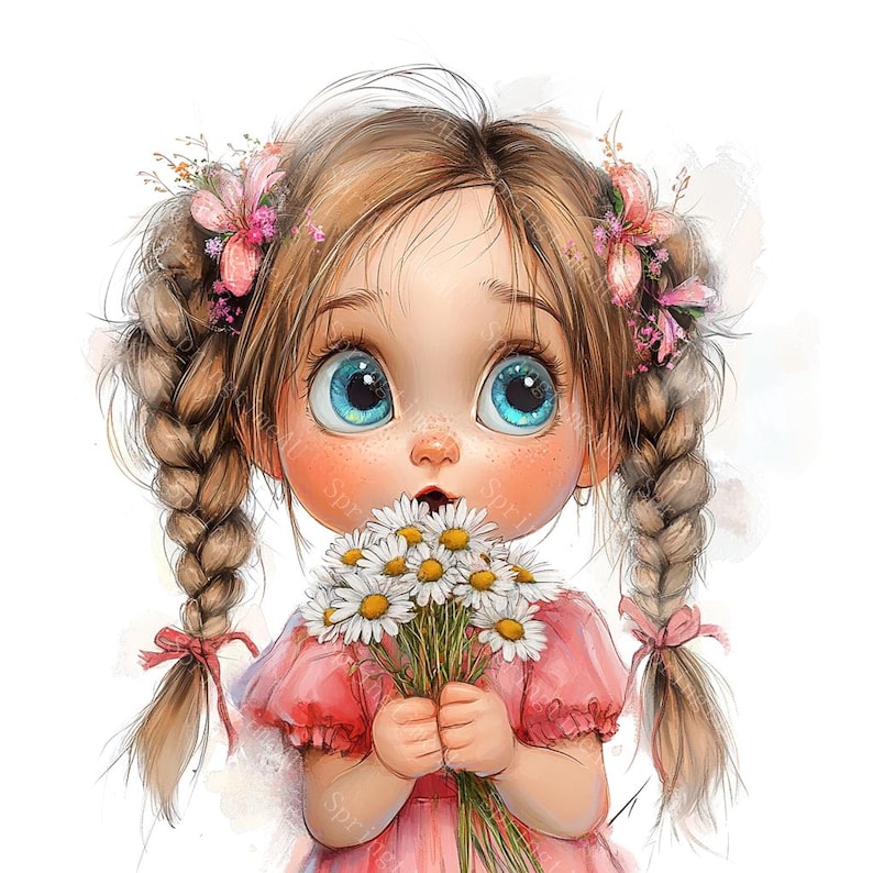 20 Cute Little Girl in Pink Dress Clipart, Vintage Girl, Cute Girl ...