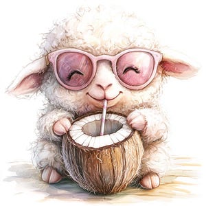 12 Funny Sheep Clipart, Cute Sheep, Sheep Nursery, Silly Farm Animal, Printable Watercolor,High-Quality JPGs,Paper Craft,Junk Journal