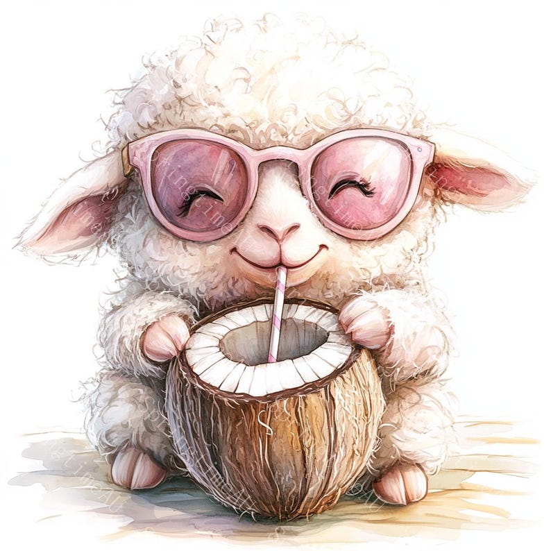 12 Funny Sheep Clipart, Cute Sheep, Sheep Nursery, Silly Farm Animal, Printable Watercolor,High-Quality JPGs,Paper Craft,Junk Journal