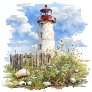 16 Vintage Lighthouse Clipart, Nautical Clipart, Ocean Clipart, Printable Watercolor, High-Quality JPGs, Paper Craft, Junk Journal