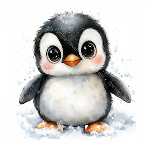 18 Cute Penguin Clipart, Adorable Baby Penguin, Arctic Animal,Nursery Decor,Printable Watercolor,High-Quality JPGs, Papercraft, Junk Journal