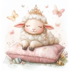 12 Funny Sheep Clipart, Cute Sheep, Sheep Nursery, Silly Farm Animal, Printable Watercolor,High-Quality JPGs,Paper Craft,Junk Journal