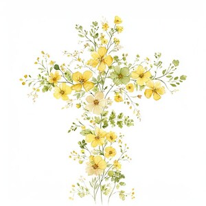20 Floral Cross Clipart, Christian Cross Clipart, Religious Easter Cross, Printable Watercolor, High-Quality JPGs, Paper Craft, Junk Journal