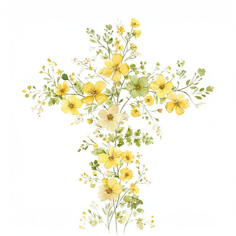 20 Floral Cross Clipart, Christian Cross Clipart, Religious Easter Cross, Printable Watercolor, High-Quality JPGs, Paper Craft, Junk Journal
