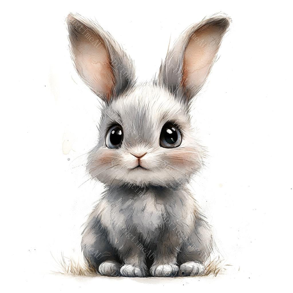 ふわふわうさぎのクリップアート18点、かわいいうさぎのクリップアート