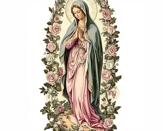 20 Clipart Notre-Dame de Guadalupe, clipart Vierge Marie, Sainte Marie vintage, aquarelle imprimable, fichiers JPG de haute qualité, créations en papier, journal indésirable