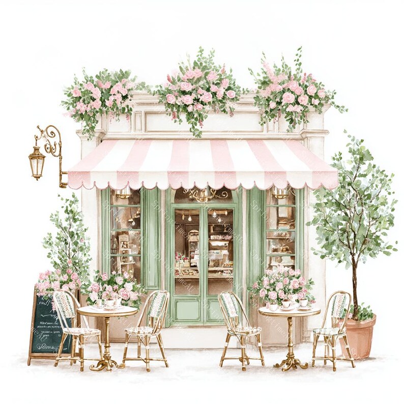 20 Cute Paris Cafe Clipart, Parisian Cafes, Paris Travel Art, France Travel,Printable Watercolor,High-Quality JPGs, Papercraft, Junk Journal