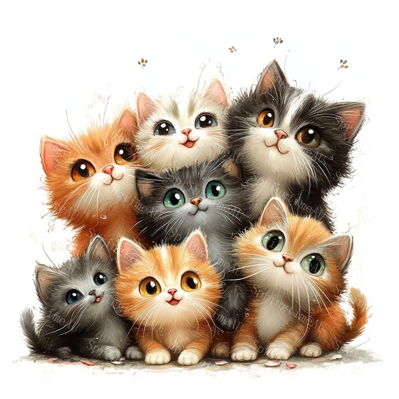 18 Photo of Cats Clipart, Kitten Clipart, Quirky Cats Photo, Party Cats, Printable Watercolor, High-Quality JPGs, PaperCraft, Junk Journal