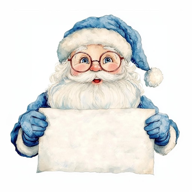 20 Santa Holding Blank Scroll Clipart, Christmas Card, Printable ...